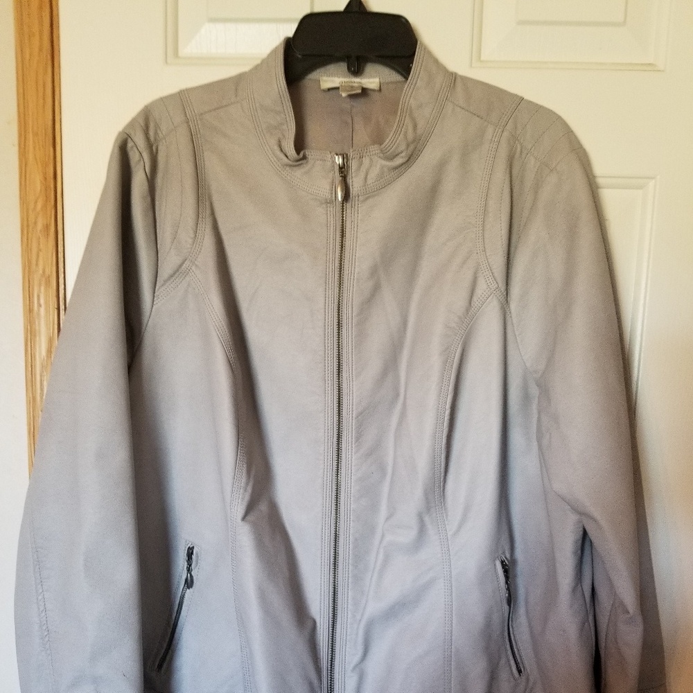 CJ Banks gray faux leather jacket 2X